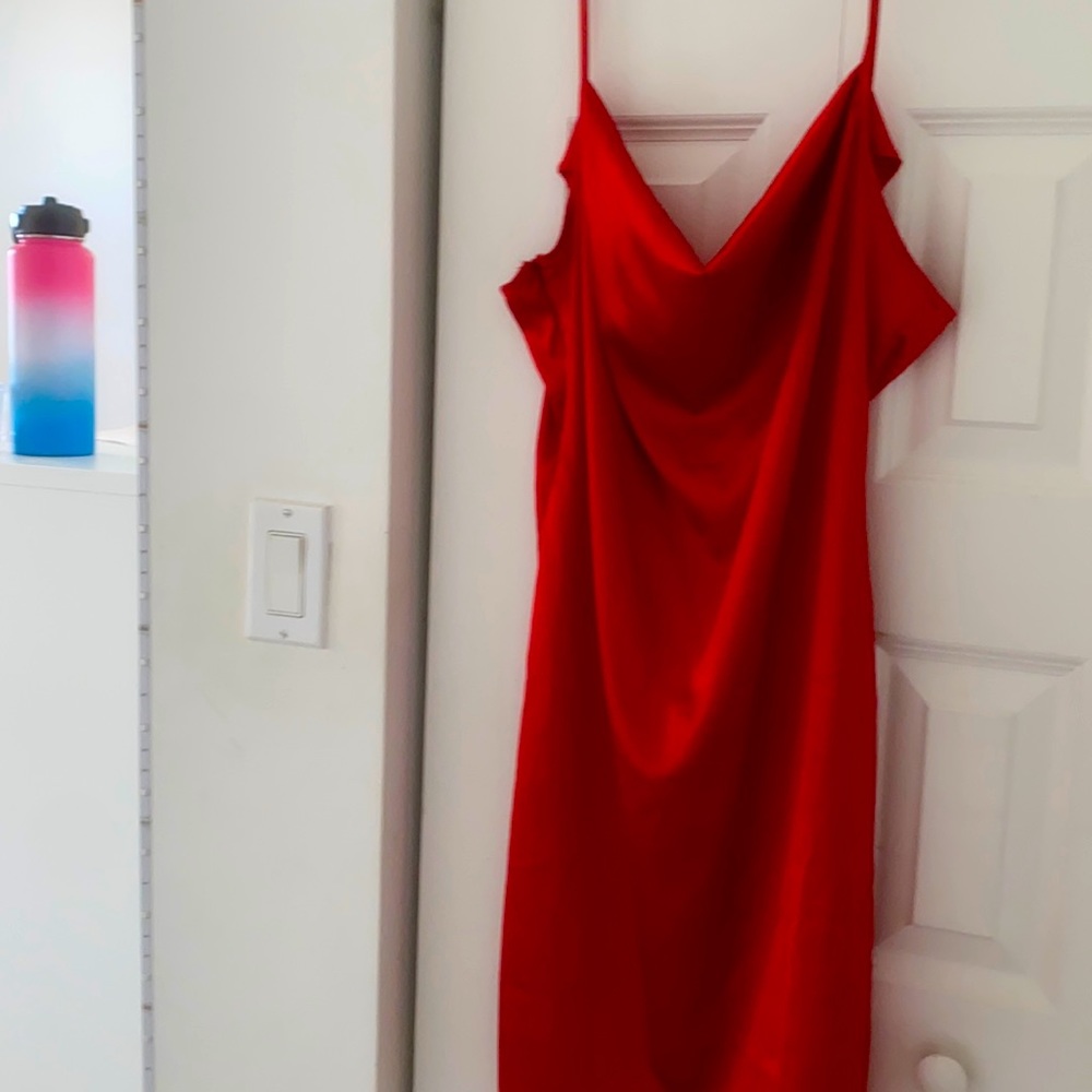 Red silk dress